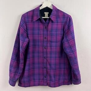 L.L. Bean Fleece Lined Flannel Plaid Button Up Shirt Women's Size XS